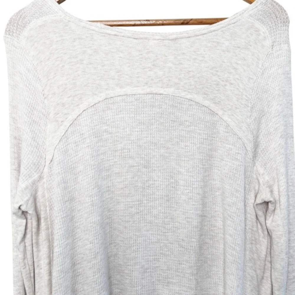 We The Free Free People Oatmeal Thermal Waffle Knit‎ Scoop Neck Tunic Top Medium